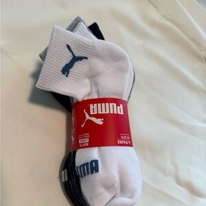 Puma White and Blue Athletic Socks with Ribbed Detailing